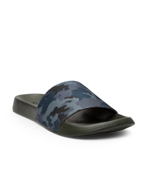 

Apsis Men Olive Green & Blue Colourblocked Sliders