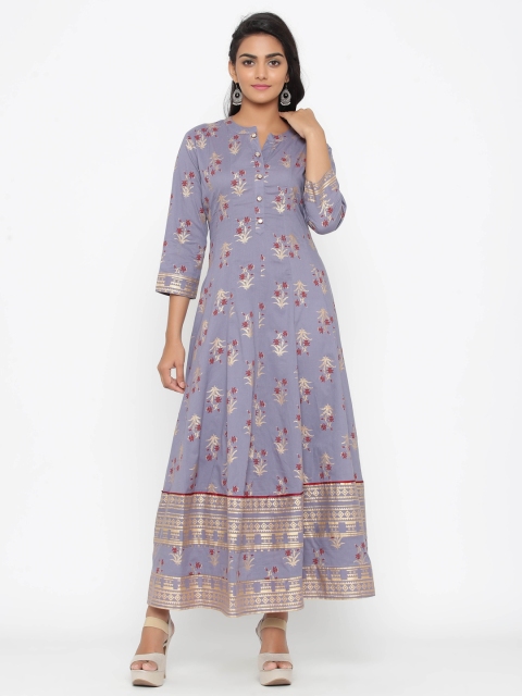 

WomenMagic Women Lavender & Gold-Toned Printed Anarkali Kurta