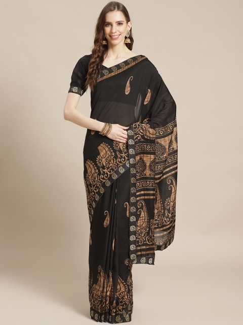 

Libas Black & Beige Pure Chiffon Paisley Print Saree