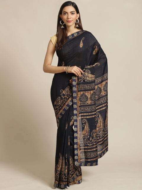 

Libas Navy Blue & Beige Paisley Printed Saree