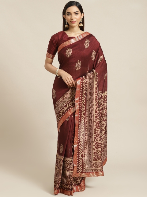 

Libas Burgundy & Beige Ethnic Printed Saree