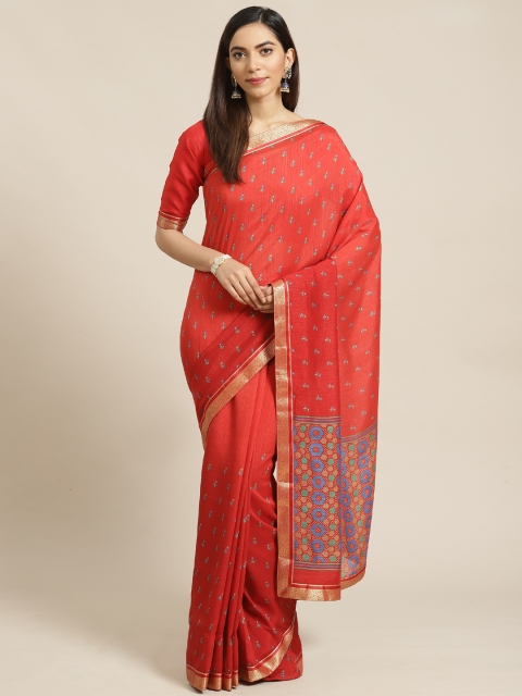 

Libas Red & Blue Printed Saree