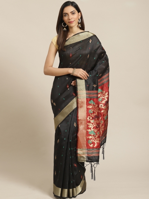 

Libas Black & Golden Brocade Woven Design Saree