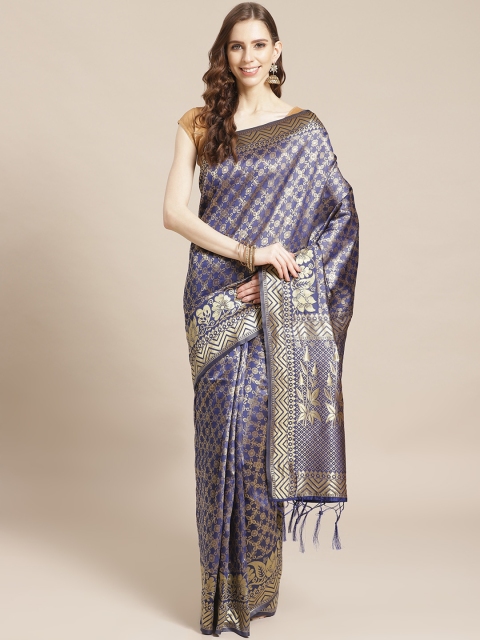 

Libas Blue & Golden Brocade Woven Design Saree