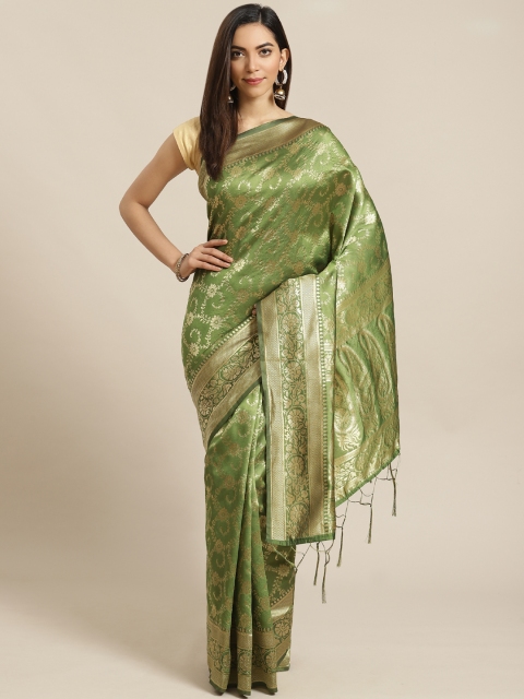 

Libas Green & Golden Woven Design Saree