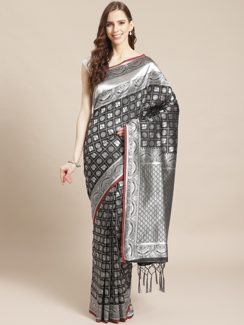 

Libas Black & Silve Woven Design Saree