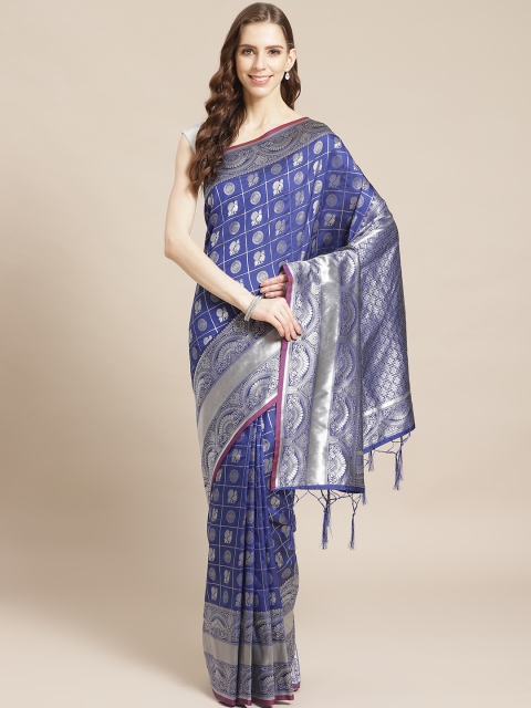 

Libas Blue & Silver Brocade Woven Design Saree