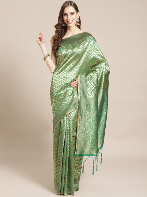 

Libas Green & Golden Woven Design Saree