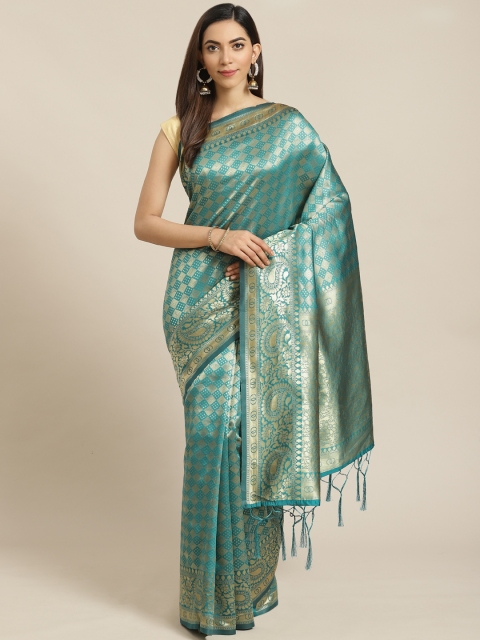 

Libas Green & Golden Woven Design Saree
