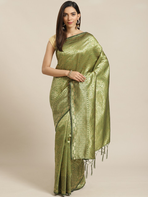 

Libas Green & Golden Woven Design Saree