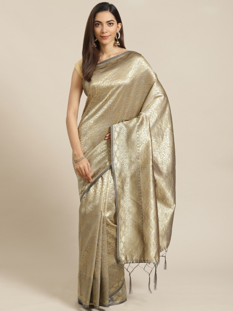

Libas Golden & Grey Woven Design Saree, Gold