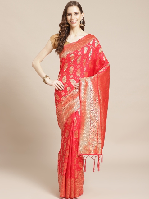 

Libas Red & Golden Brocade Woven Design Saree