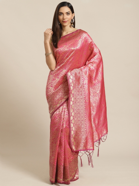 

Libas Pink & Golden Woven Design Saree