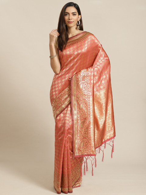 

Libas Pink & Golden Woven Design Saree