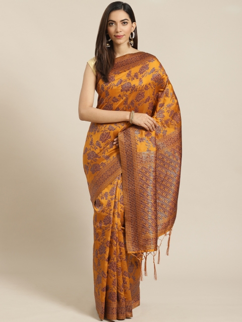 

Libas Orange & Purple Brocade Woven Design Saree