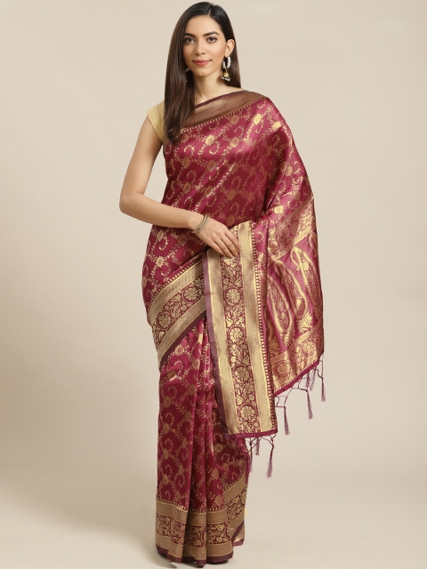 

Libas Purple & Golden Brocade Woven Design Saree
