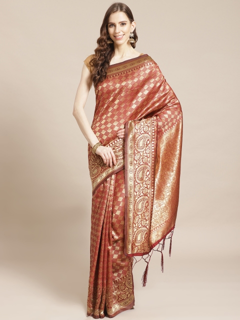 

Libas Maroon & Golden Woven Design Saree