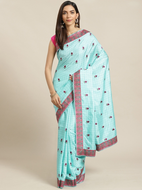 

Libas Green & Pink Checked Saree