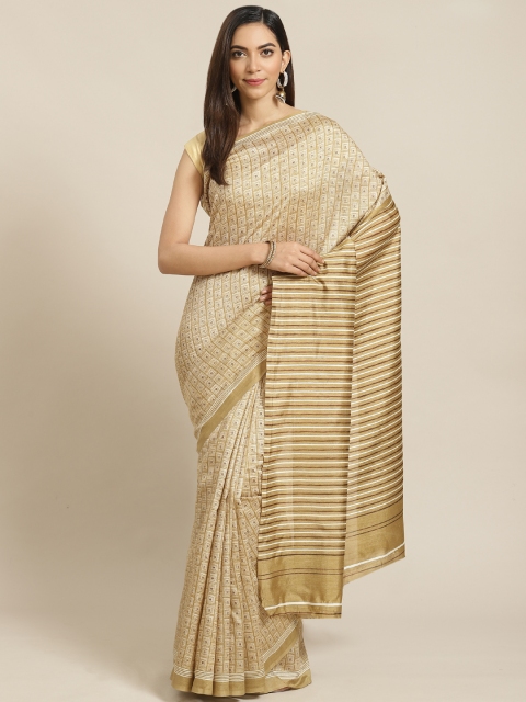 

Libas Beige & Off-White Printed Saree