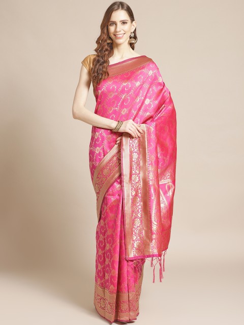 

Libas Pink & Golden Brocade Woven Design Saree