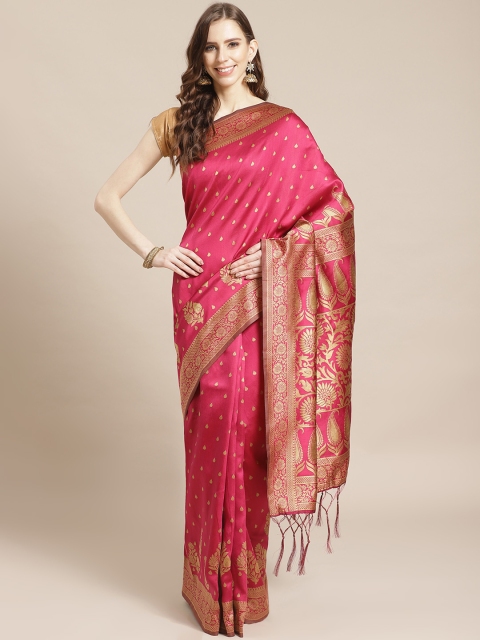 

Libas Pink & Golden Woven Design Saree