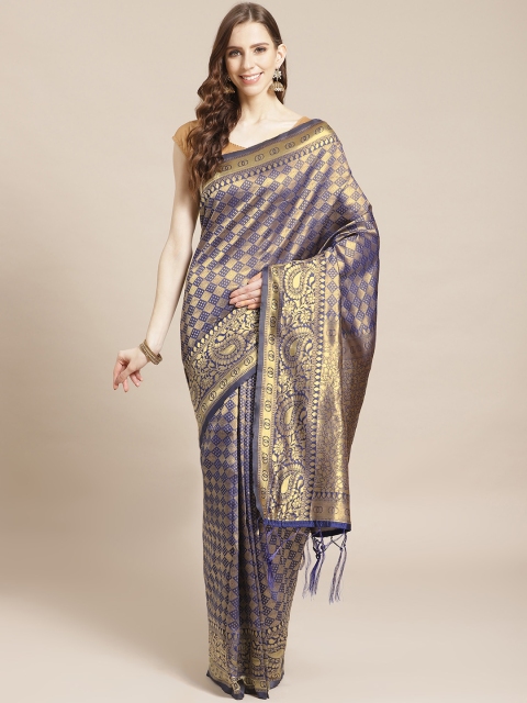 

Libas Blue & Golden Brocade Saree