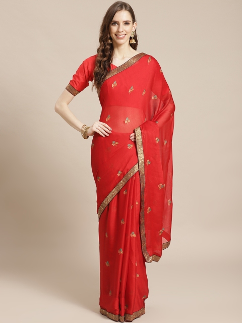 

Libas Red Printed Pure Chiffon Saree