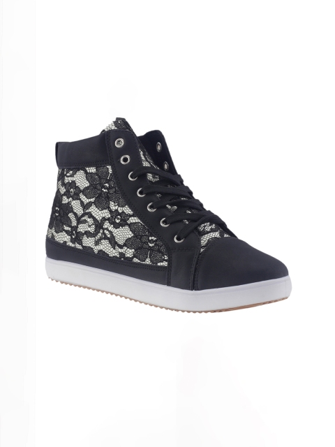 

Khadims Women Black Printed Textile Mid-Top Flat Boots