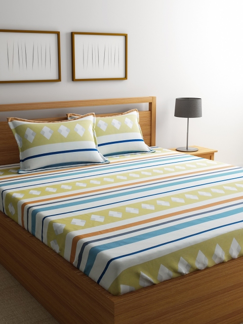 

URBAN DREAM Multicoloured Geometric 210 TC Cotton 1 King Bedsheet with 2 Pillow Covers, Multi