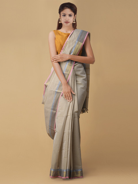 

Unnati Silks Grey Solid Pure Cotton Saree