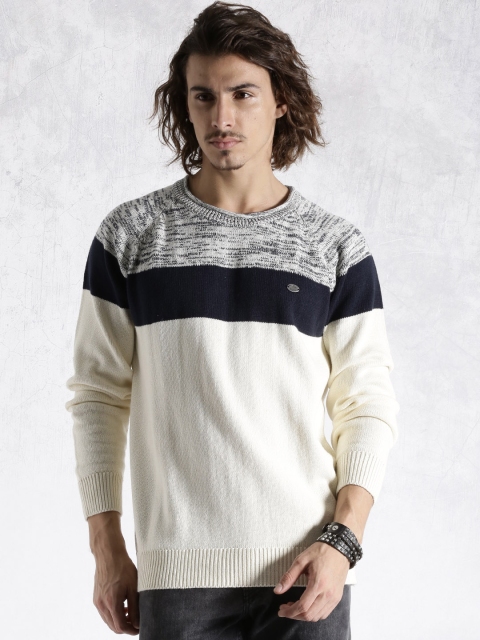 

Roadster Navy & Cream-Coloured Sweater, Navy blue