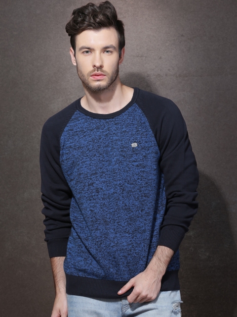 

Roadster Men Blue Patterned Sweater