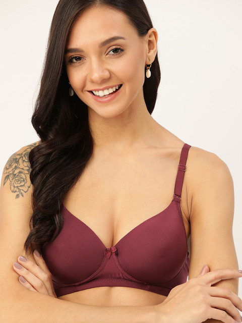 

DressBerry Burgundy Solid Non-Wired & Lightly Padded Everyday Bra DB-PM-NWP-01D
