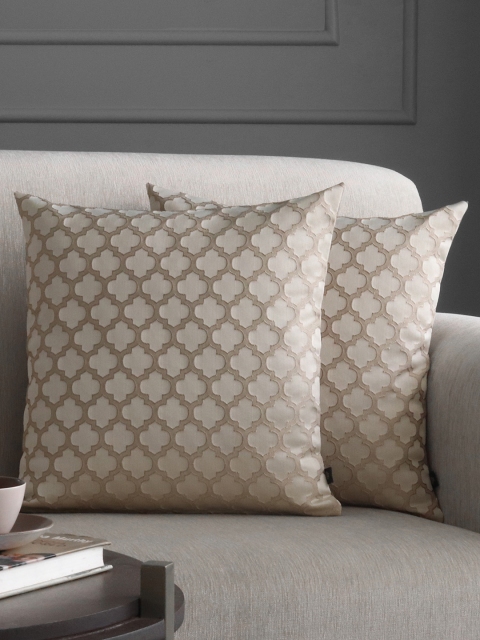 

GMF Set Of 2 Off White & Beige Ethnic Motifs Square Cushion Covers