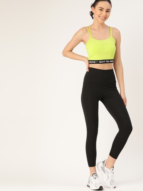 

DressBerry Fluorescent Green Solid Non-Wired Removable Padding Workout Bra W_BA_AJPA61_02