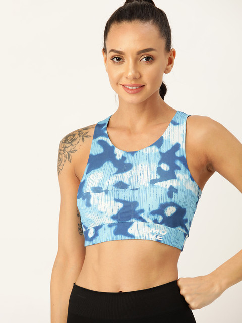 

DressBerry Blue Camouflage Print Workout Bra Medium Coverage Lightly Padded