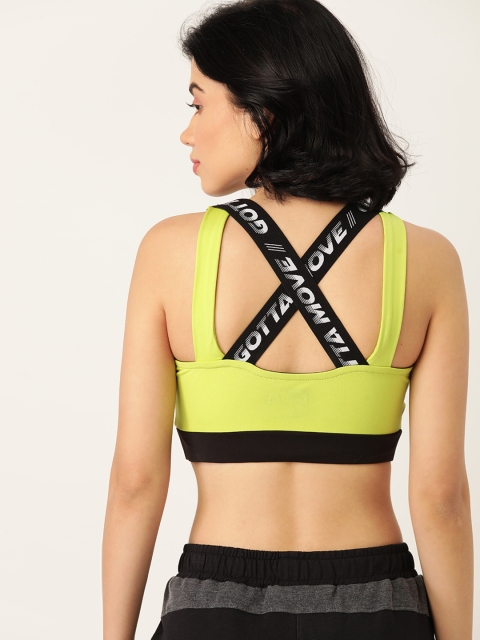 

DressBerry Fluorescent Green Solid Removable Padding Workout Bra DB_SS21_W_BA_AJPA60_03-A