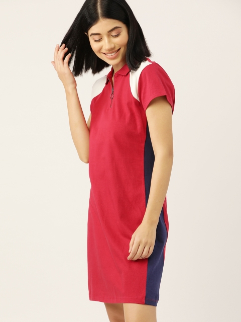 

DressBerry Women Red Pure Cotton Solid T-shirt Dress