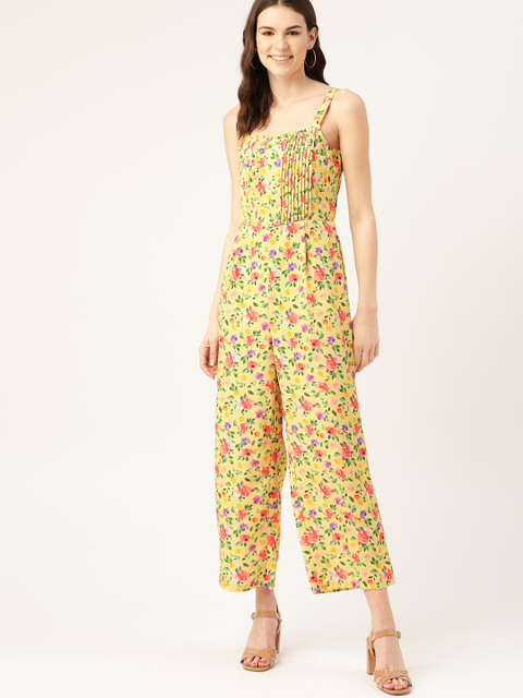 

DressBerry Women Yellow & Red Floral Print Basic Jumpsuit
