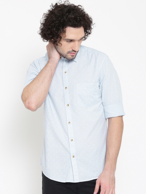 John Player Blue Checked Trim Fit Casual Shirt available at myntra for Rs.719