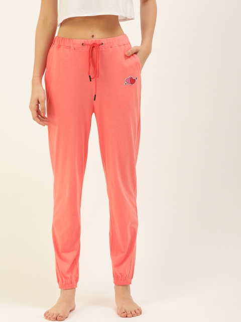 

DressBerry Women Coral Pink Solid Lounge Joggers