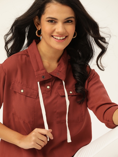 

DressBerry Women Rust Brown Solid Top