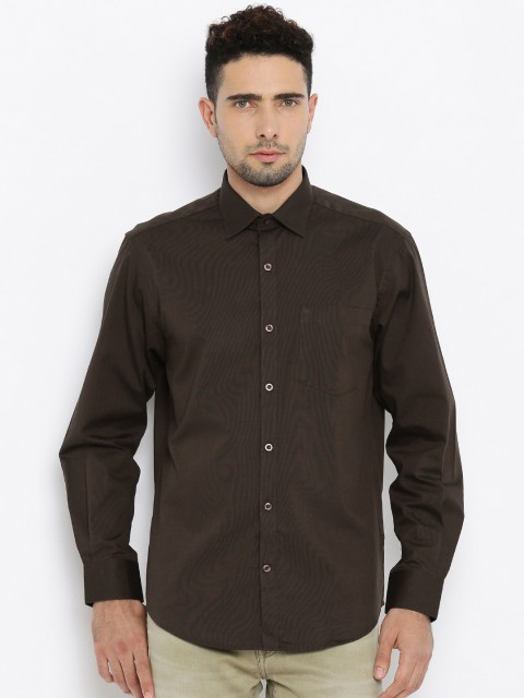 

John Players Men Brown Solid Casual Shirt