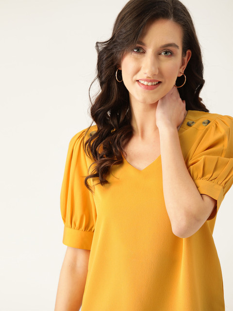 

DressBerry Women Yellow Solid Top