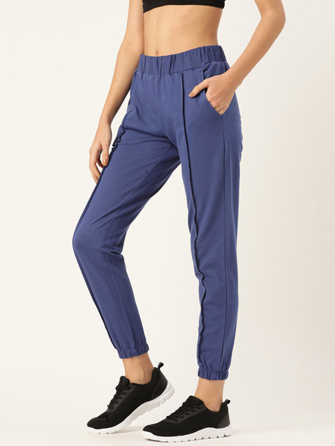

DressBerry Women Navy Blue Regular Fit Solid Pure Cotton Cropped Joggers