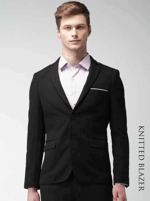 

INVICTUS Black Patterned Slim Fit Knitted Casual Blazer