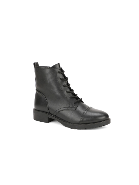 

ALDO Women Black Solid Leather Heeled Boots