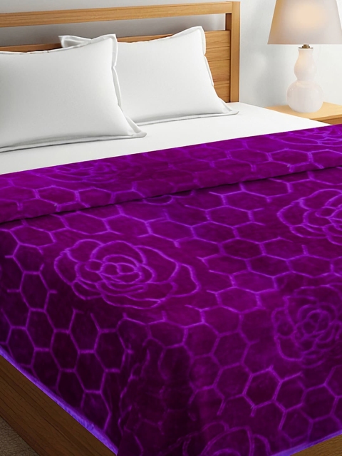 

Ispace Purple Geometric Patterned Heavy Winter 400 GSM Double Bed Blanket