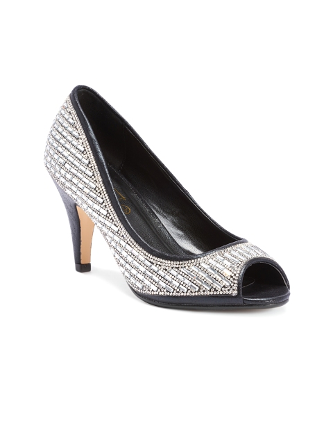 

Truffle Collection Women Black Embellished Peep-Toes