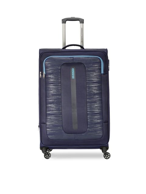 

AMERICAN TOURISTER Navy Blue Printed Soft-Sided Cabin Trolley Suitcase